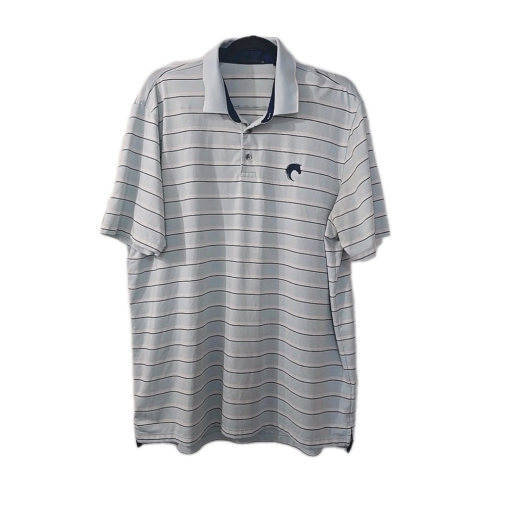 Greyson Mens XL Blue Stripe Golf Short Sleeve Stretch Performance Shirt Polo